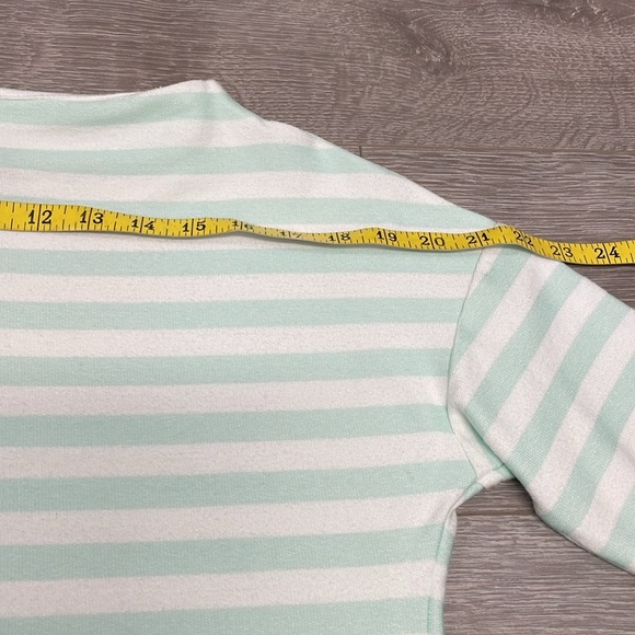 NWT T by Talbots Mint Green White Striped Mockneck Pullover Drawstring Hem XS - Picture 7 of 16